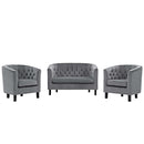 Jamal 3 Piece Performance Velvet Loveseat and Armchair Set