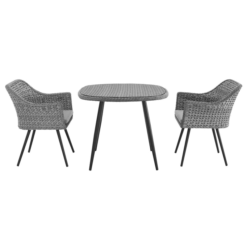Oaklee 3 Piece Outdoor Patio Wicker Rattan Dining Set