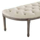 Loyal Vintage French Upholstered Fabric Semi-Circle Bench