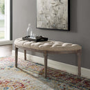 Loyal Vintage French Upholstered Fabric Semi-Circle Bench