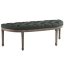 Loyal Vintage French Upholstered Fabric Semi-Circle Bench