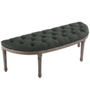 Loyal Vintage French Upholstered Fabric Semi-Circle Bench