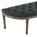 Loyal Vintage French Upholstered Fabric Semi-Circle Bench
