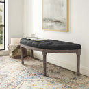 Loyal Vintage French Upholstered Fabric Semi-Circle Bench