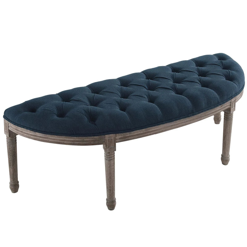 Loyal Vintage French Upholstered Fabric Semi-Circle Bench