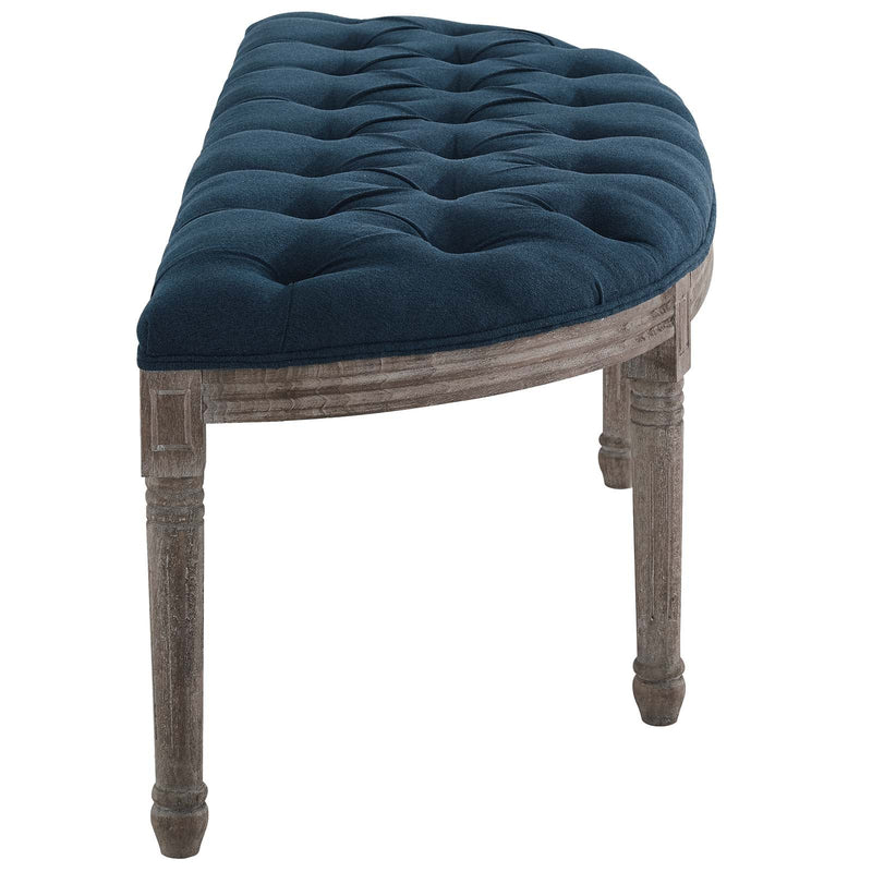 Loyal Vintage French Upholstered Fabric Semi-Circle Bench