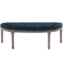 Loyal Vintage French Upholstered Fabric Semi-Circle Bench