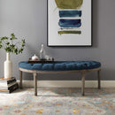 Loyal Vintage French Upholstered Fabric Semi-Circle Bench