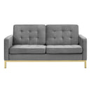 Granger Gold Stainless Steel Leg Performance Velvet Loveseat