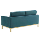 Granger Gold Stainless Steel Leg Performance Velvet Loveseat