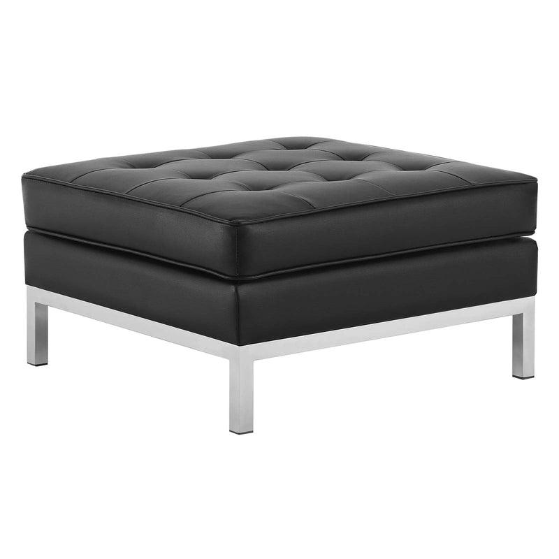 Granger Tufted Upholstered Faux Leather Ottoman