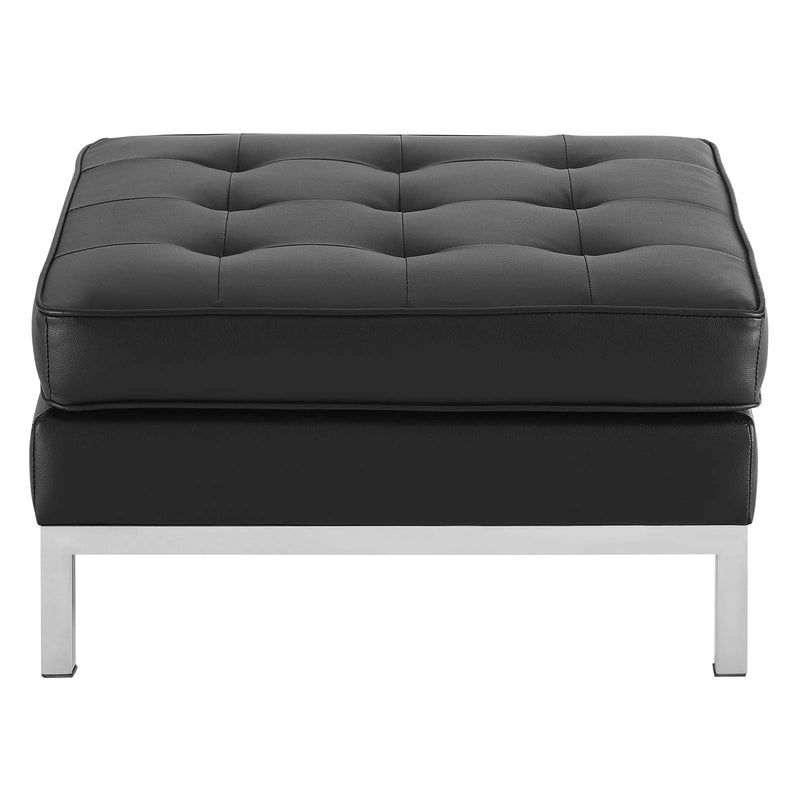 Granger Tufted Upholstered Faux Leather Ottoman