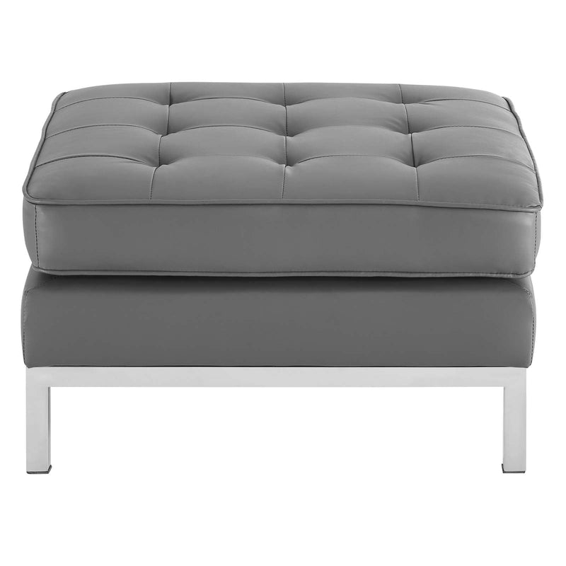 Granger Tufted Upholstered Faux Leather Ottoman