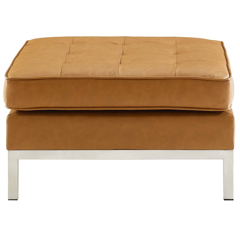 Granger Tufted Upholstered Faux Leather Ottoman