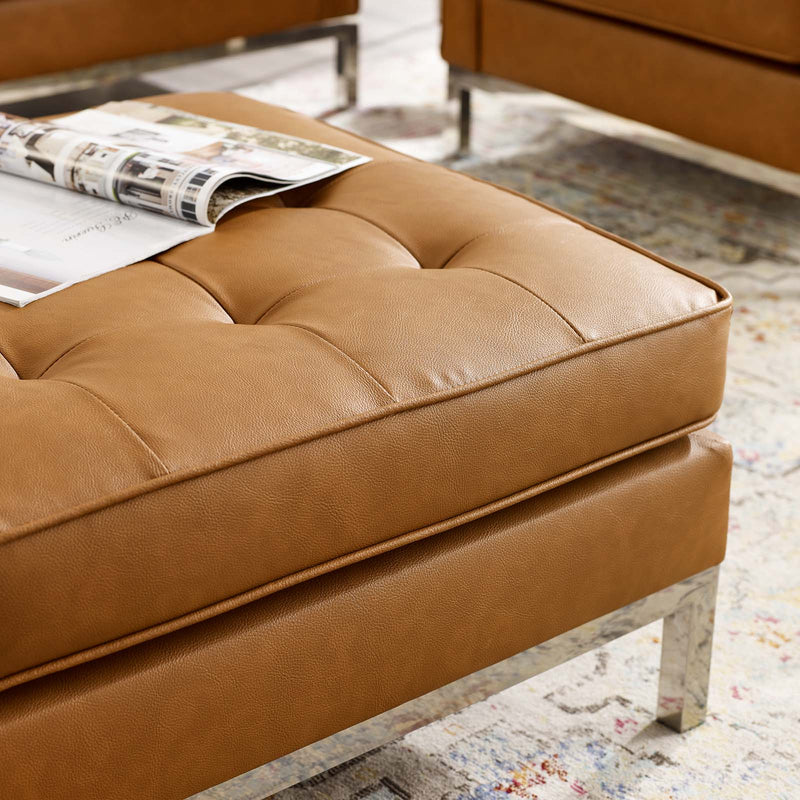 Granger Tufted Upholstered Faux Leather Ottoman