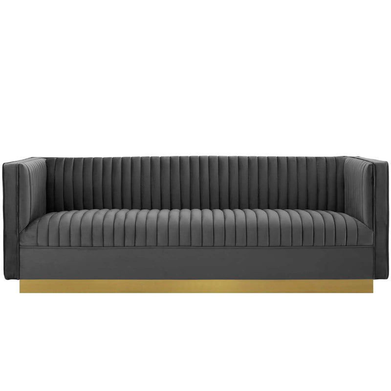 Jimmy Vertical Channel Tufted Performance Velvet Sofa