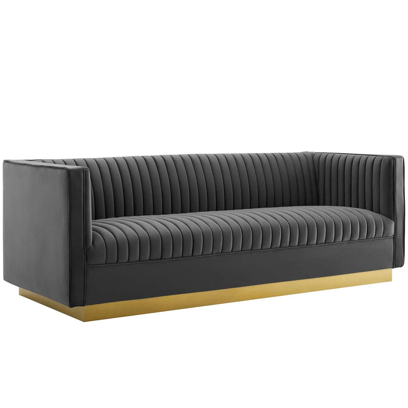 Jimmy Vertical Channel Tufted Performance Velvet Sofa