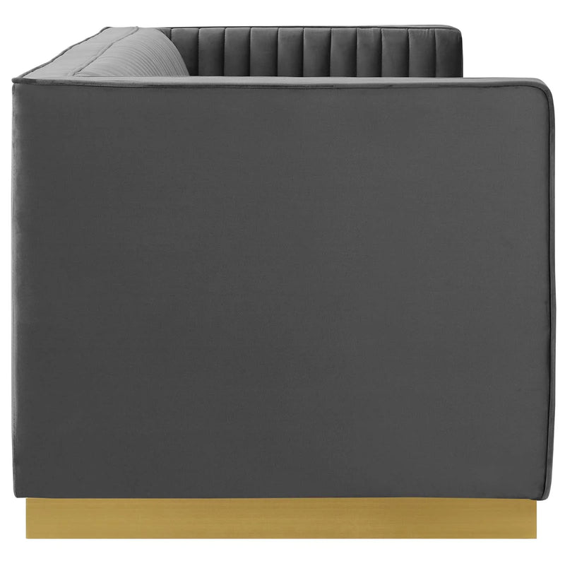 Jimmy Vertical Channel Tufted Performance Velvet Sofa
