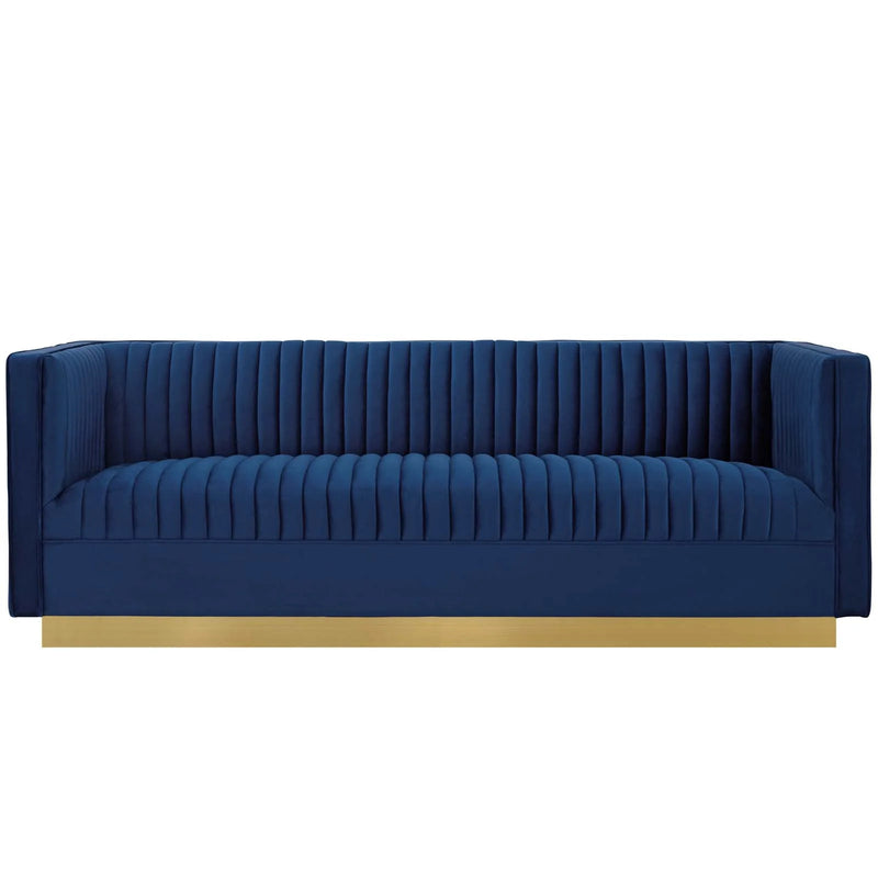 Jimmy Vertical Channel Tufted Performance Velvet Sofa