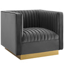 Jimmy Vertical Channel Tufted Accent Performance Velvet Armchair