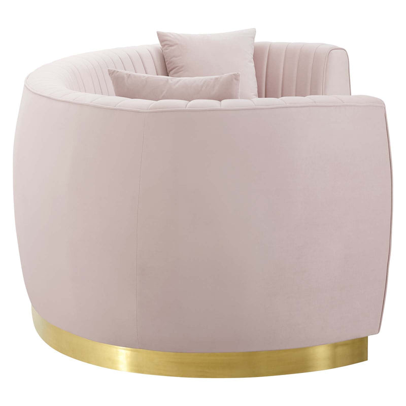 Titan Vertical Channel Tufted Curved Performance Velvet Sofa