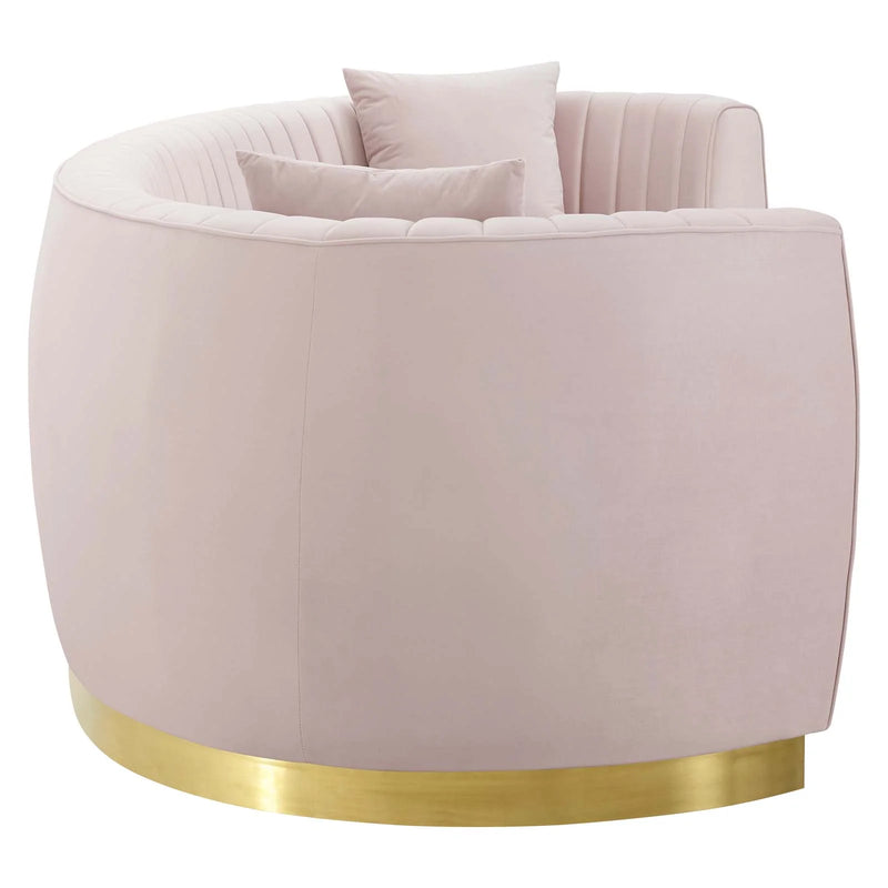 Titan Vertical Channel Tufted Curved Performance Velvet Sofa