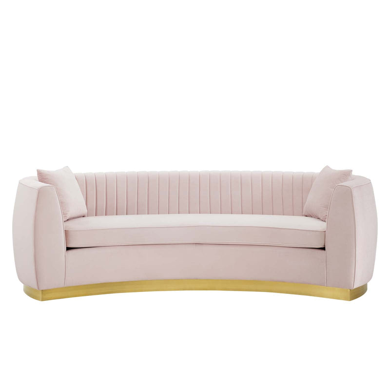 Titan Vertical Channel Tufted Curved Performance Velvet Sofa