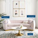 Titan Vertical Channel Tufted Curved Performance Velvet Sofa