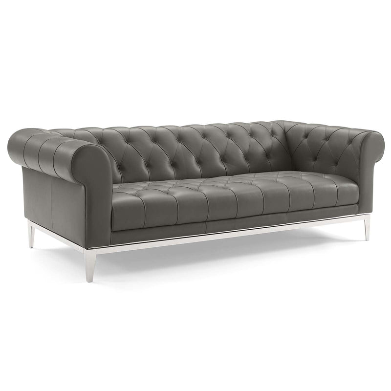 Jayda Tufted Button Upholstered Leather Chesterfield Sofa
