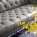 Jayda Tufted Button Upholstered Leather Chesterfield Sofa