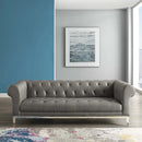 Jayda Tufted Button Upholstered Leather Chesterfield Sofa