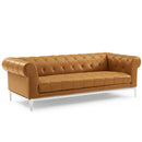 Jayda Tufted Button Upholstered Leather Chesterfield Sofa