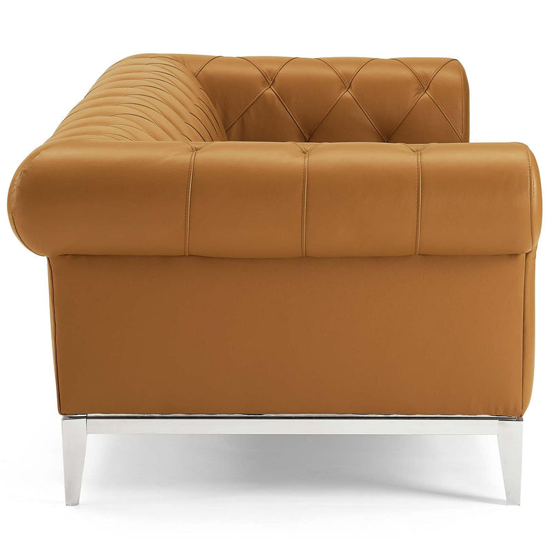 Jayda Tufted Button Upholstered Leather Chesterfield Sofa