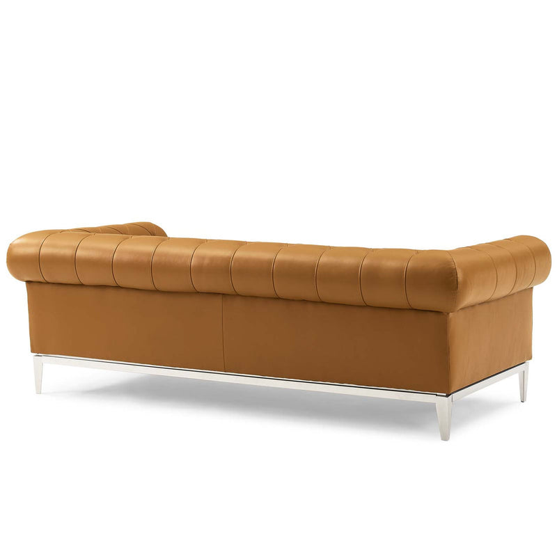 Jayda Tufted Button Upholstered Leather Chesterfield Sofa