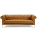 Jayda Tufted Button Upholstered Leather Chesterfield Sofa