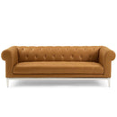 Jayda Tufted Button Upholstered Leather Chesterfield Sofa