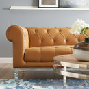 Jayda Tufted Button Upholstered Leather Chesterfield Sofa