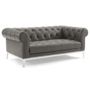 Jayda Upholstered Leather Chesterfield Loveseat