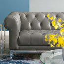 Jayda Upholstered Leather Chesterfield Loveseat