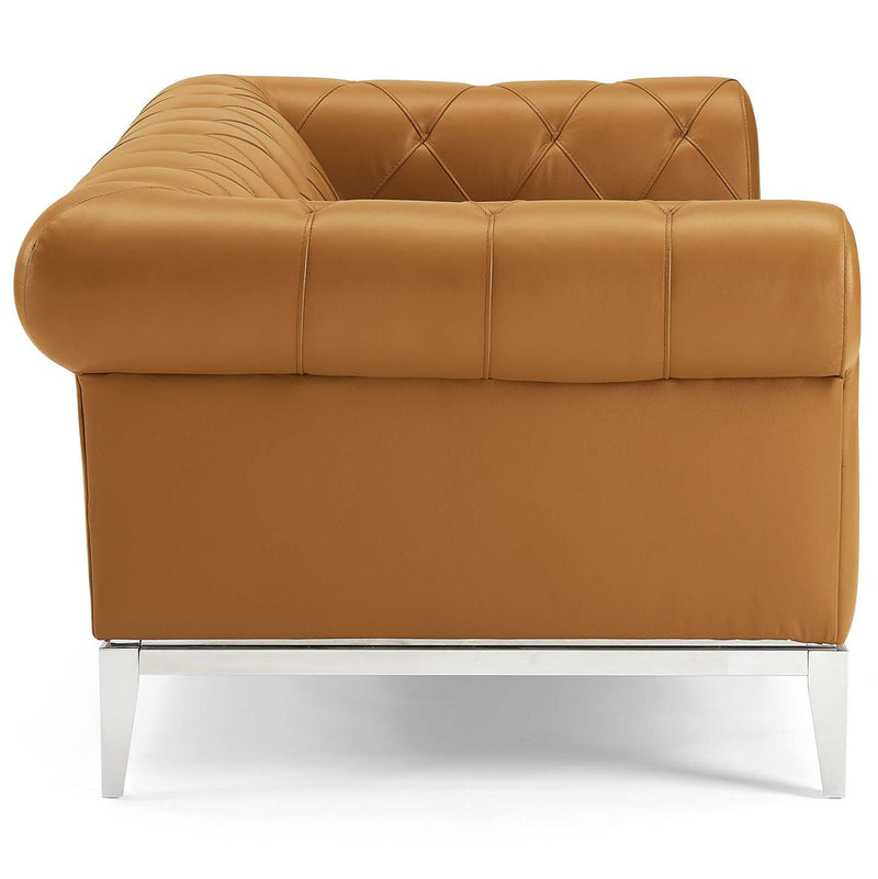 Jayda Upholstered Leather Chesterfield Loveseat