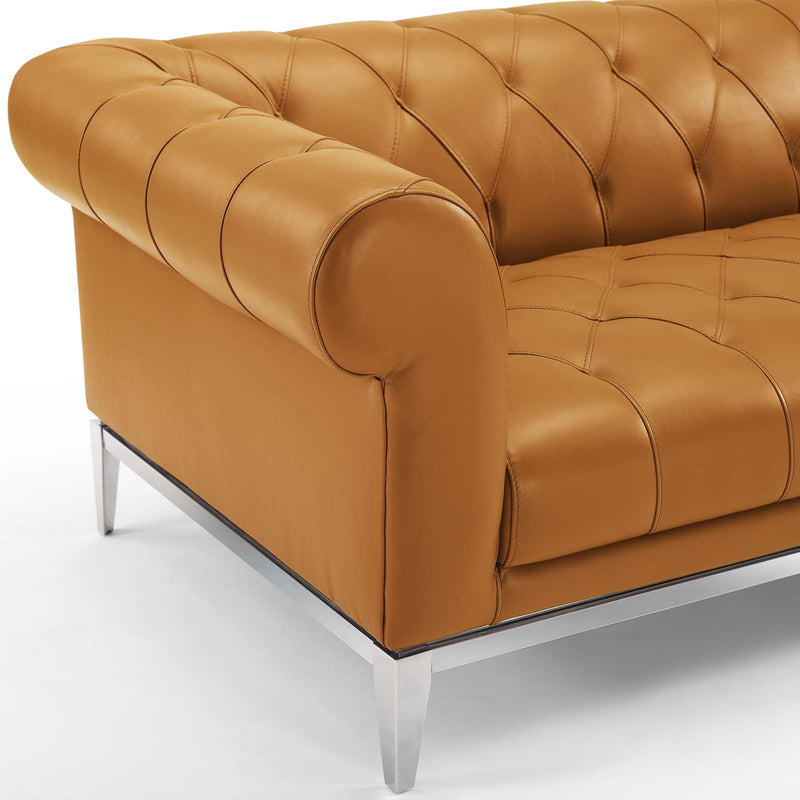 Jayda Upholstered Leather Chesterfield Loveseat
