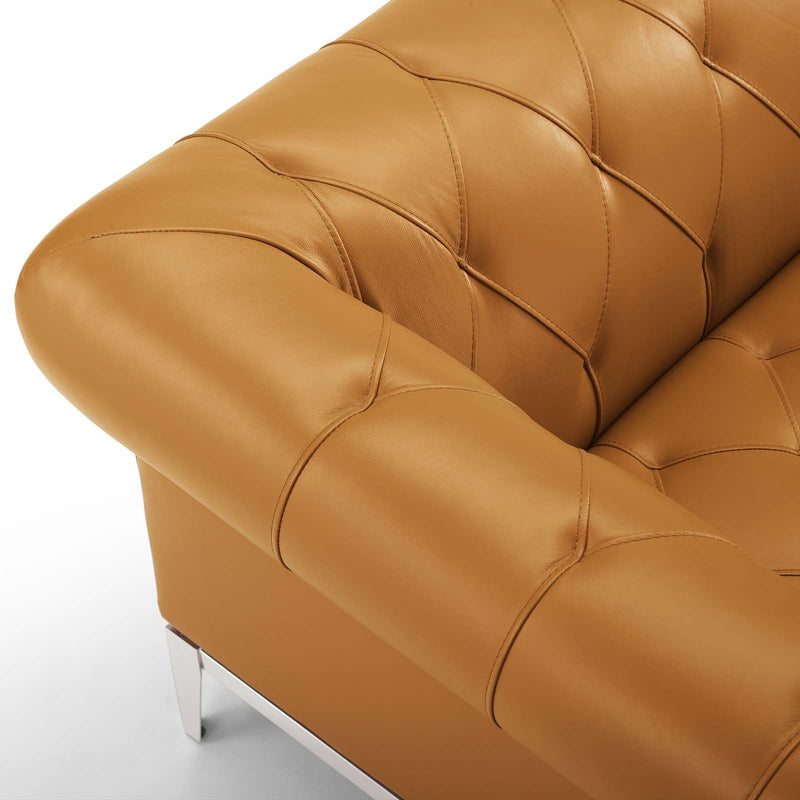 Jayda Upholstered Leather Chesterfield Loveseat