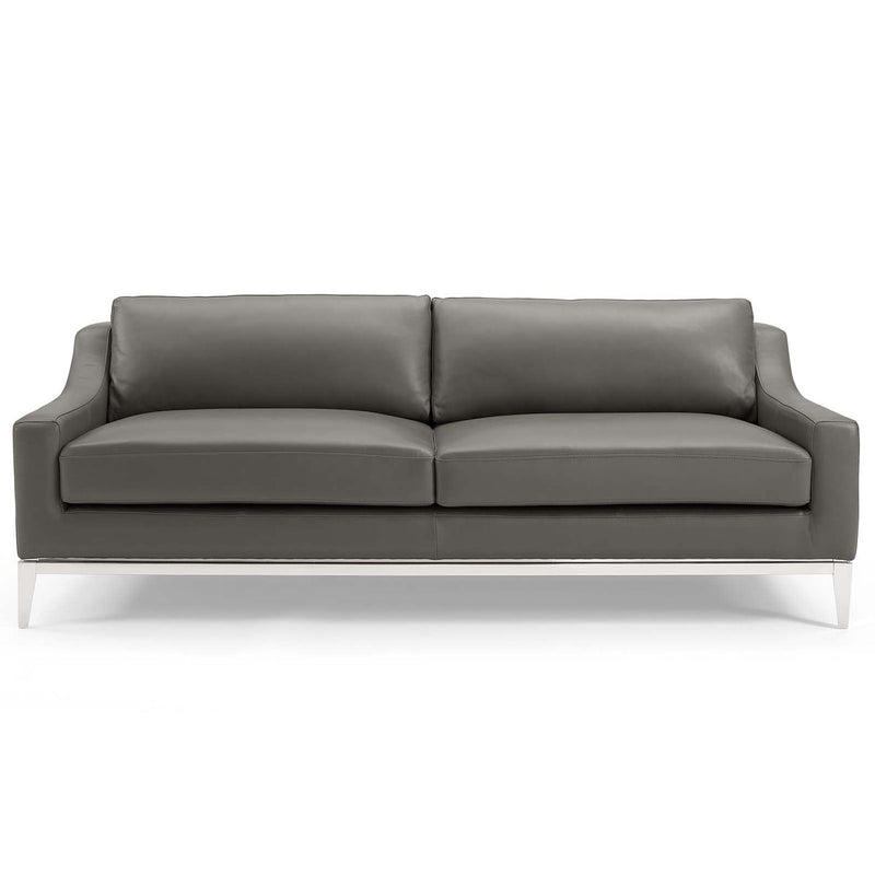 Kaiser 83.5" Stainless Steel Base Leather Sofa