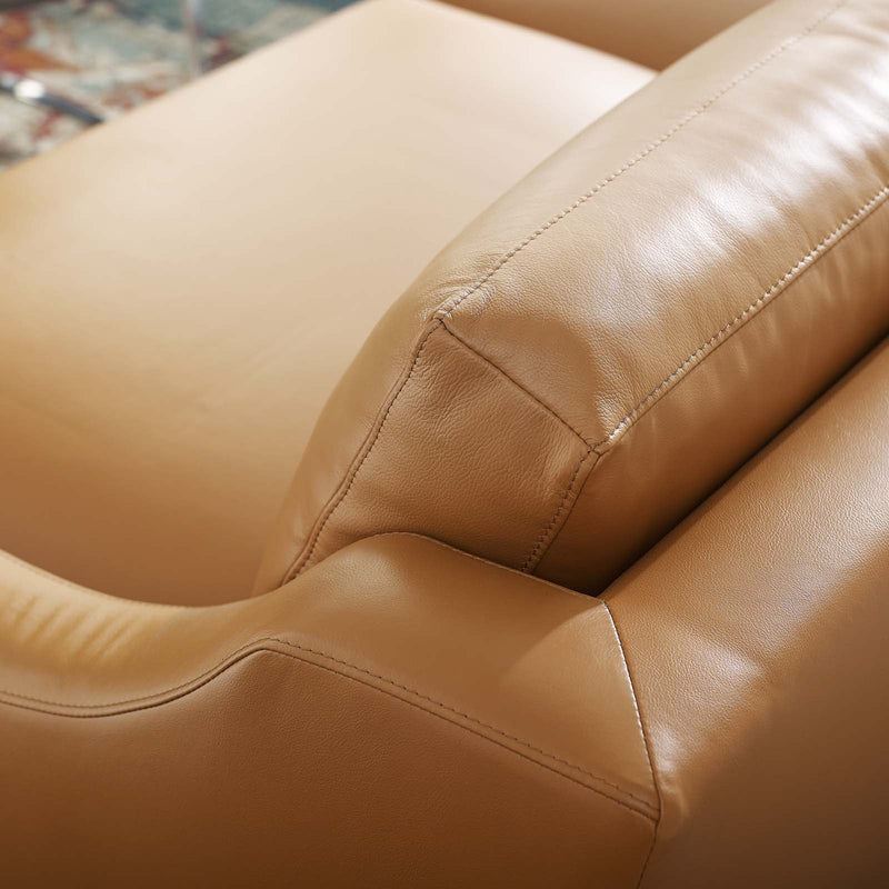 Kaiser 83.5" Stainless Steel Base Leather Sofa