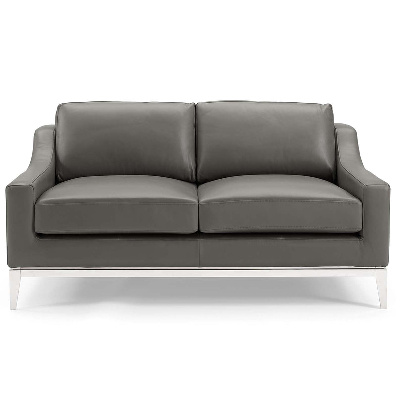 Kaiser 64" Stainless Steel Base Leather Loveseat