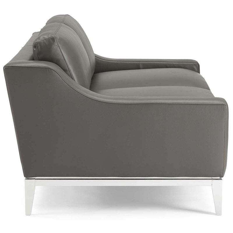 Kaiser 64" Stainless Steel Base Leather Loveseat