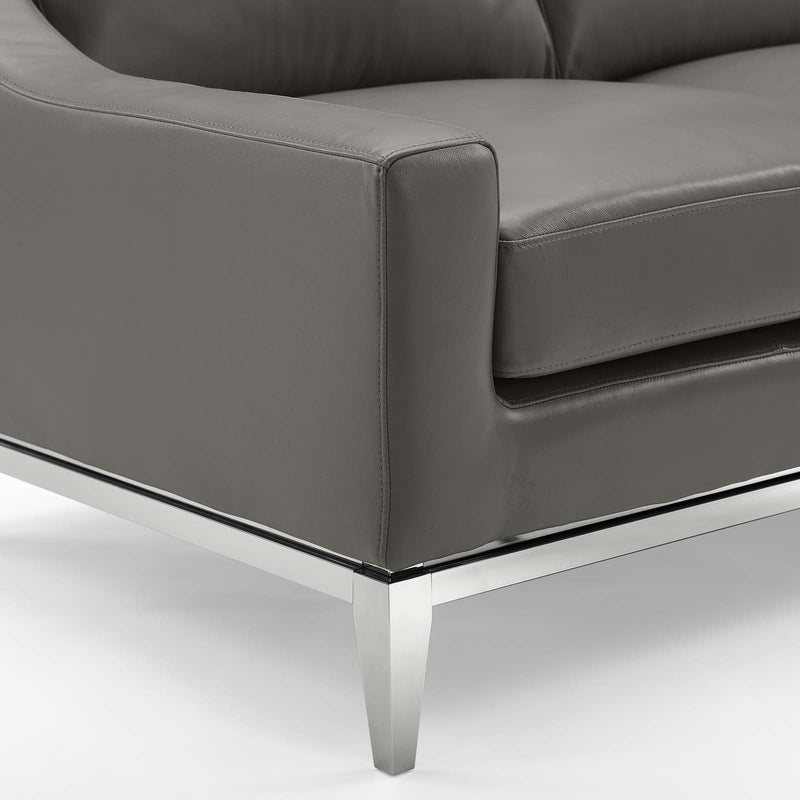 Kaiser 64" Stainless Steel Base Leather Loveseat