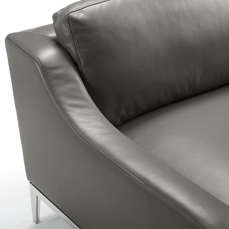 Kaiser 64" Stainless Steel Base Leather Loveseat