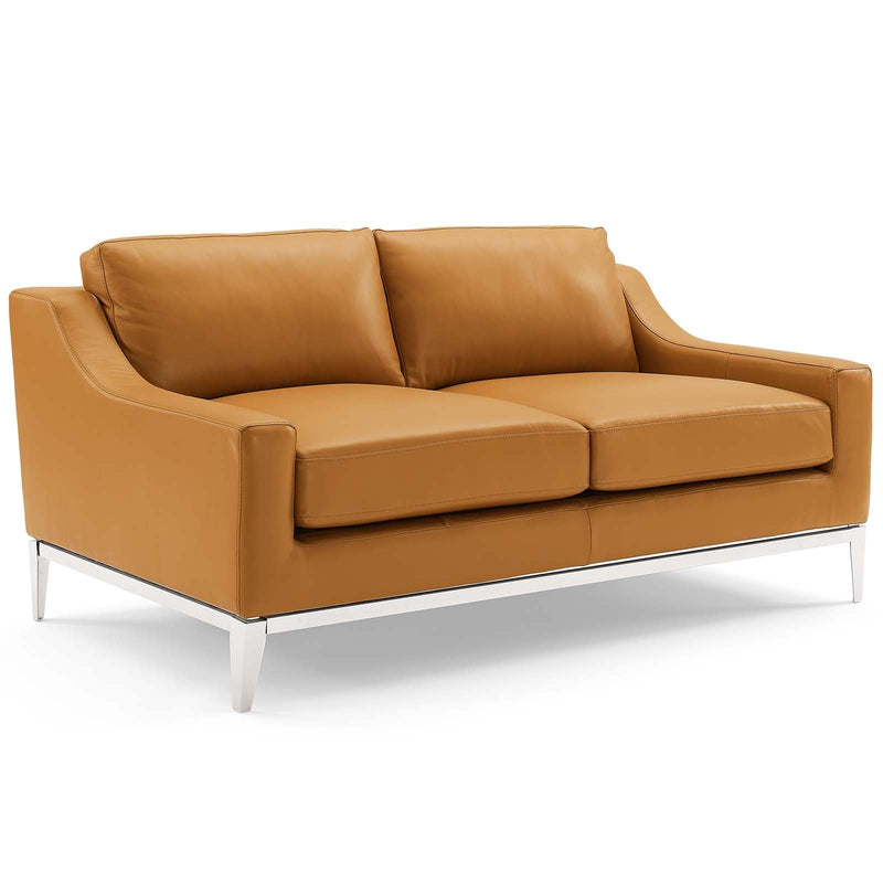 Kaiser 64" Stainless Steel Base Leather Loveseat