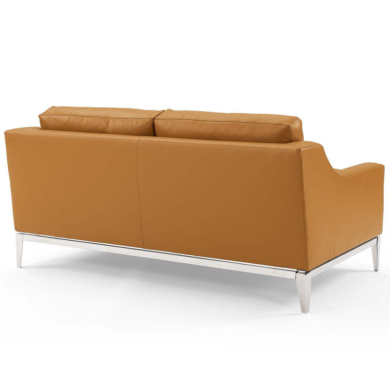 Kaiser 64" Stainless Steel Base Leather Loveseat